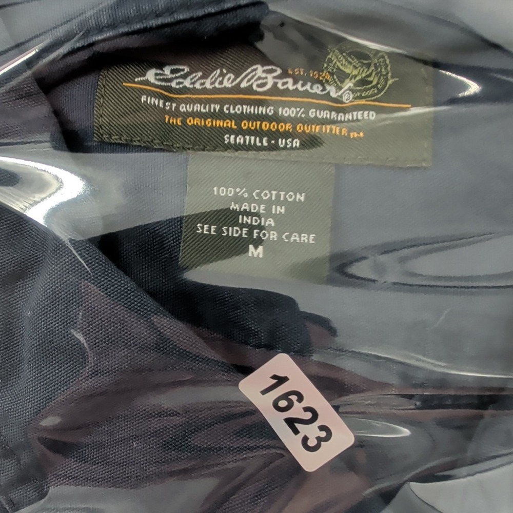 Eddie Bauer Short Sleeve‎ Workwear Utility Cotton Button Up Shirt Navy Blue M - Picture 7 of 8